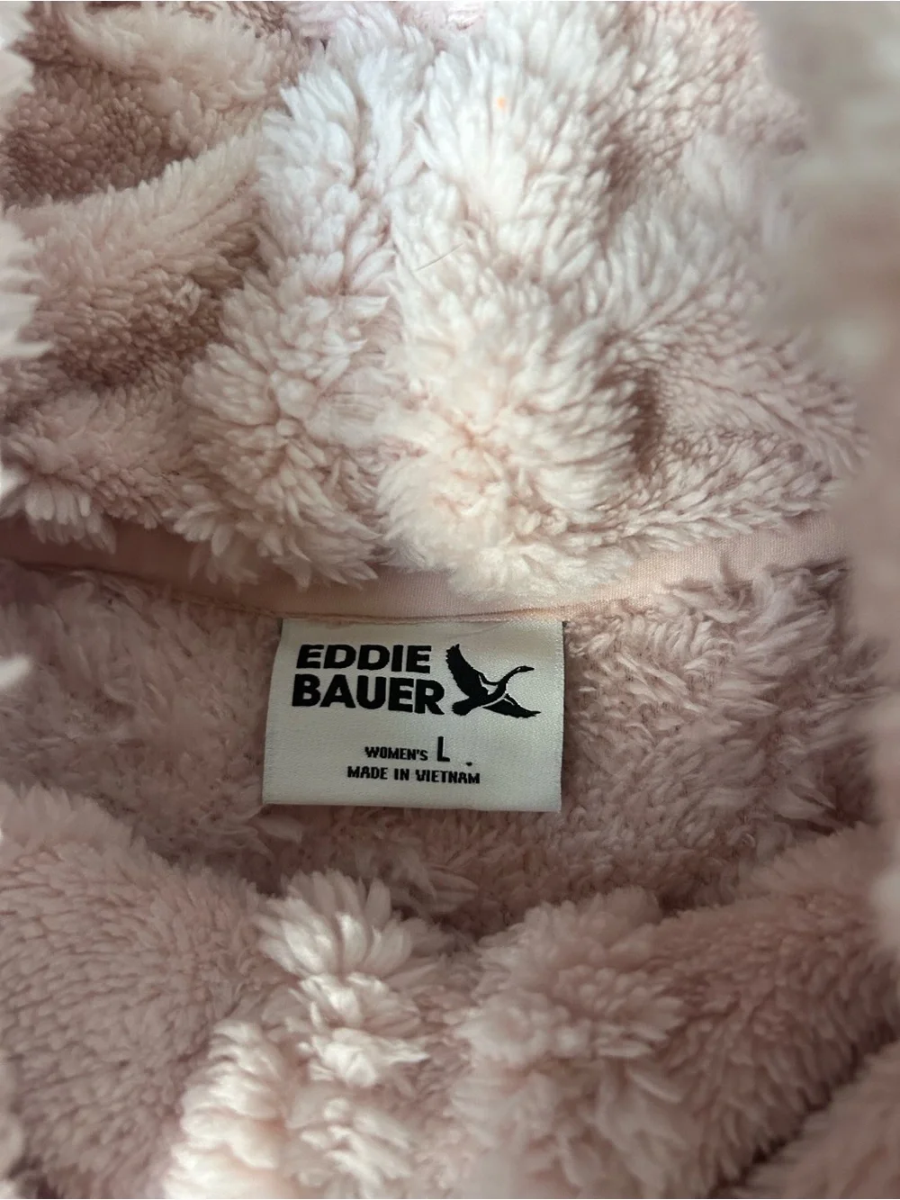 Eddie Bauer Soft Pink Cable Knit Style Fleece feel Sweatshirt size L
